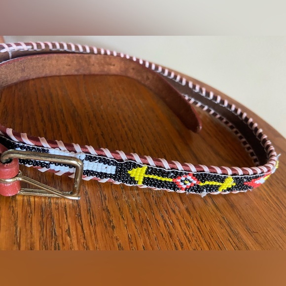 Vintage Handmade Beaded Leather Belt – Southwest Style with Colorful Design